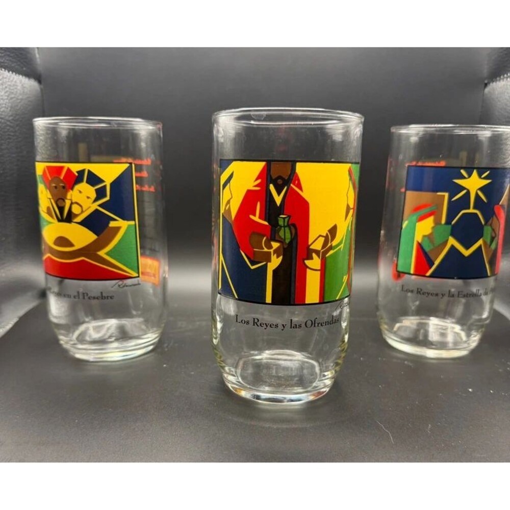 Puerto Rico Three Kings Christmas Glass Tumblers Set of 3 Reyes Magos